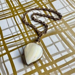 Perfume Flask Heart Pendant on Antique Watch Chain Bracelet Purse Accessory